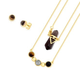 CONJUNTO ZEN DETALHE DOURADO QUATRO PEDRAS